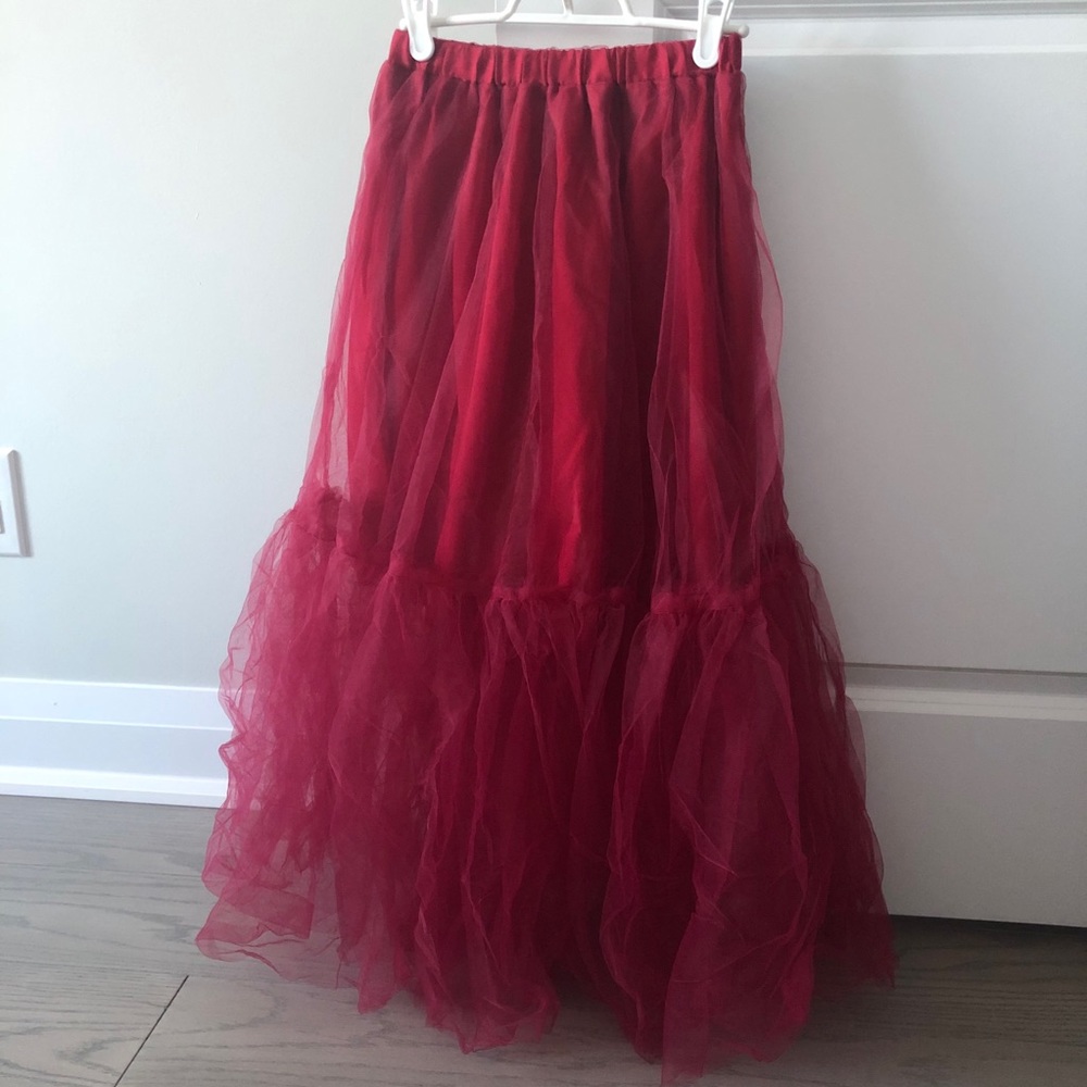 Tulle Skirt Burgundy Dress